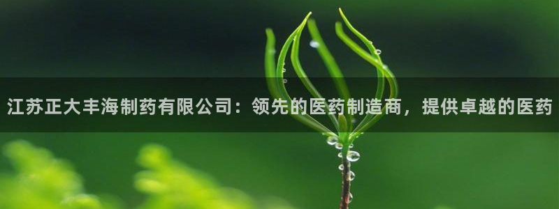 老哥吧九游会下架吗：江苏正大丰海制药有限公司：领先的医药制造商，提供卓越的医药