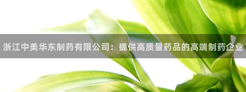 ag九游老哥俱乐部：浙江中美华东制药有限公司：提供高质量药品的高端制药企业
