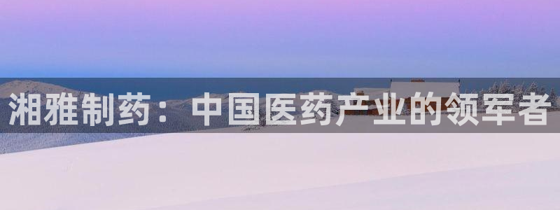 九游老哥俱乐部官网登录：湘雅制药：中国医药产业的领军者